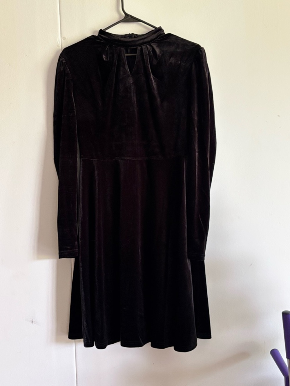Black Velvet Long-Sleeve A-Line Dress